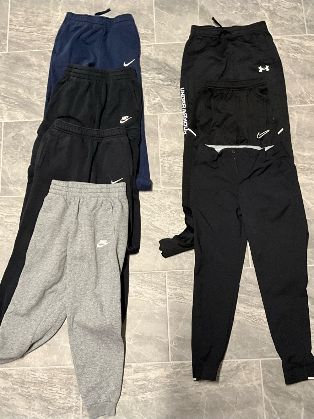 Nike and Under Armour Kids Black and Navy Jogger Bundle